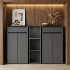 Aktenregal Universal FRANKFURT schmal 45x120x40 cm Graphit, 3 Ordnerhöhen