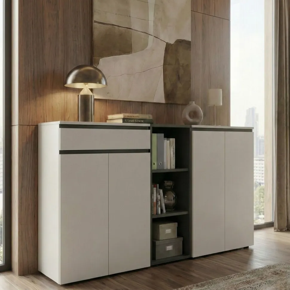 Aktenregal Universal FRANKFURT schmal 45x120x40 cm Graphit, 3 Ordnerhöhen