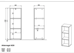 Aktenregal Universal FRANKFURT schmal 45x120x40 cm Graphit, 3 Ordnerhöhen