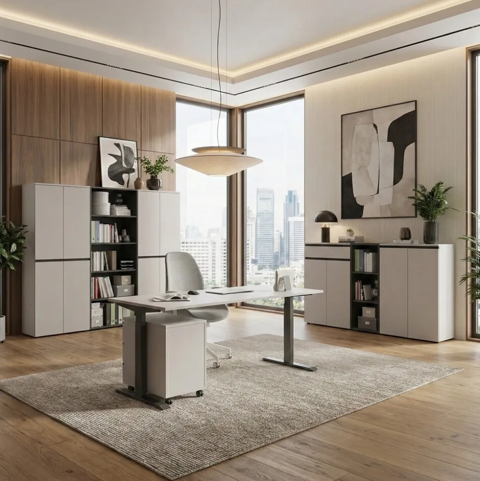 Aktenregal Universal FRANKFURT schmal 45x120x40 cm Graphit, 3 Ordnerhöhen