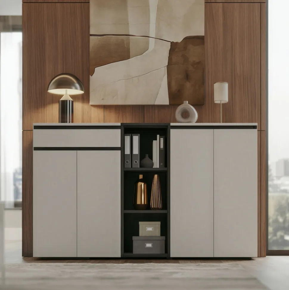 Aktenregal Universal FRANKFURT schmal 45x120x40 cm Graphit, 3 Ordnerhöhen
