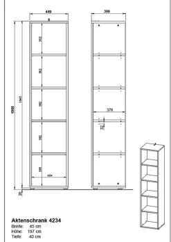 Aktenregal Universal FRANKFURT hoch 197cm, 5 Ordnerhöhen Graphit