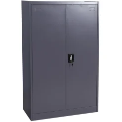 Aktenschrank MCW-H17, Stahlschrank Büroschrank Schrank, 2 Türen abschließbar Metall ~ 140x90x40cm dunkelgrau