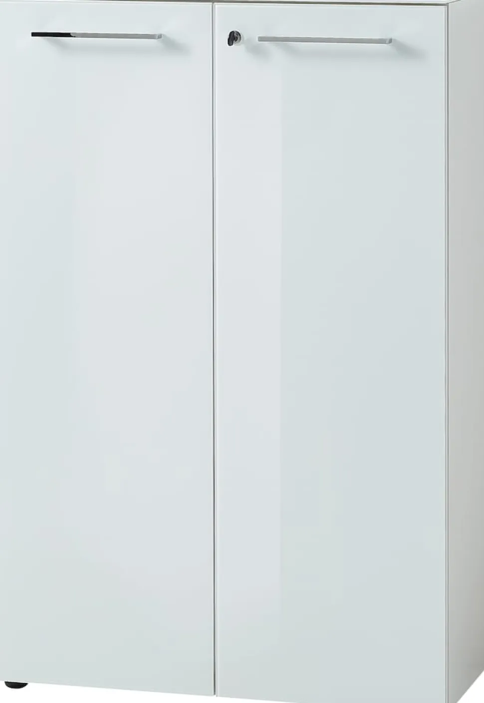 Aktenschrank "Muenchen" Glasfront Soft-Close Abschließbar, Weiß 80x37x120cm