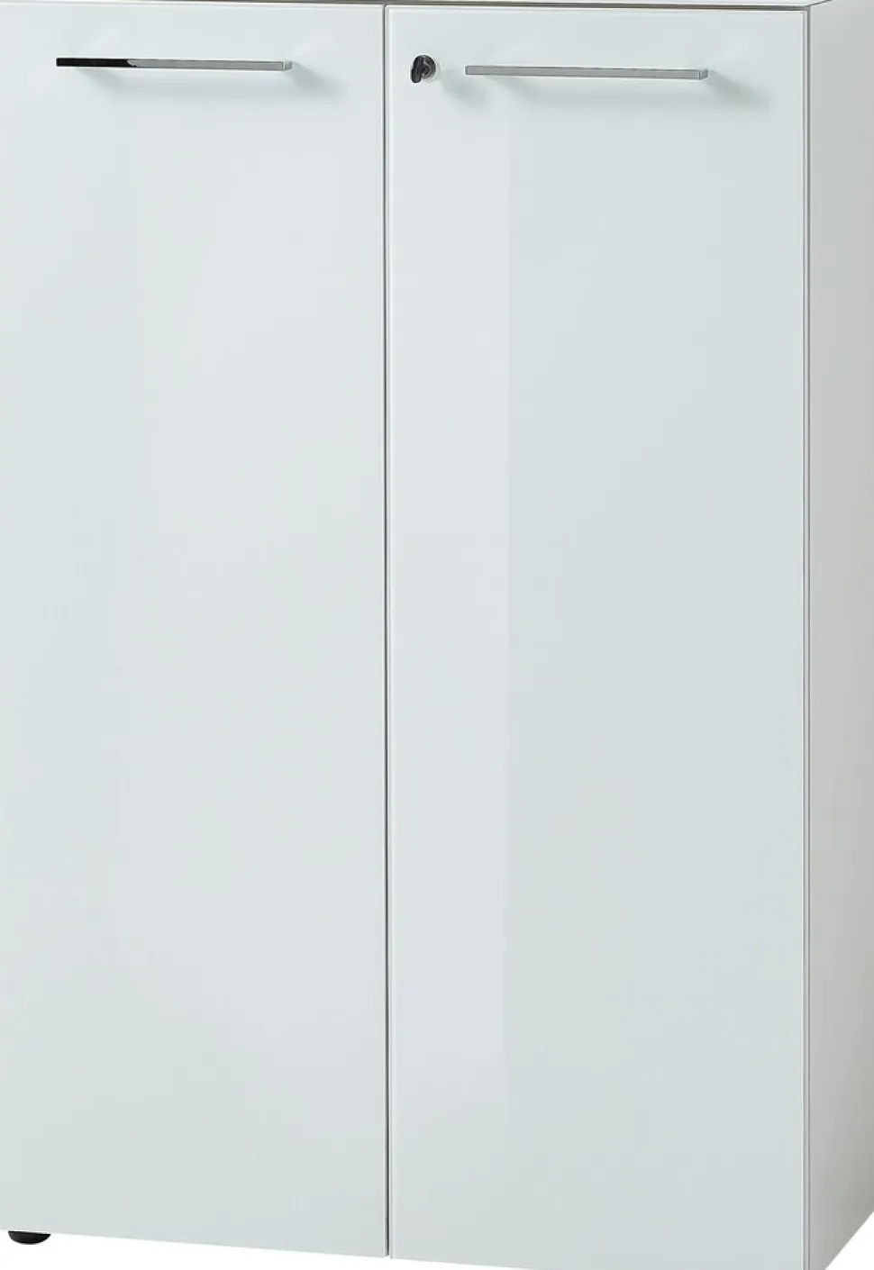 Aktenschrank "Muenchen" Glasfront Soft-Close Abschließbar, Weiß 80x37x120cm