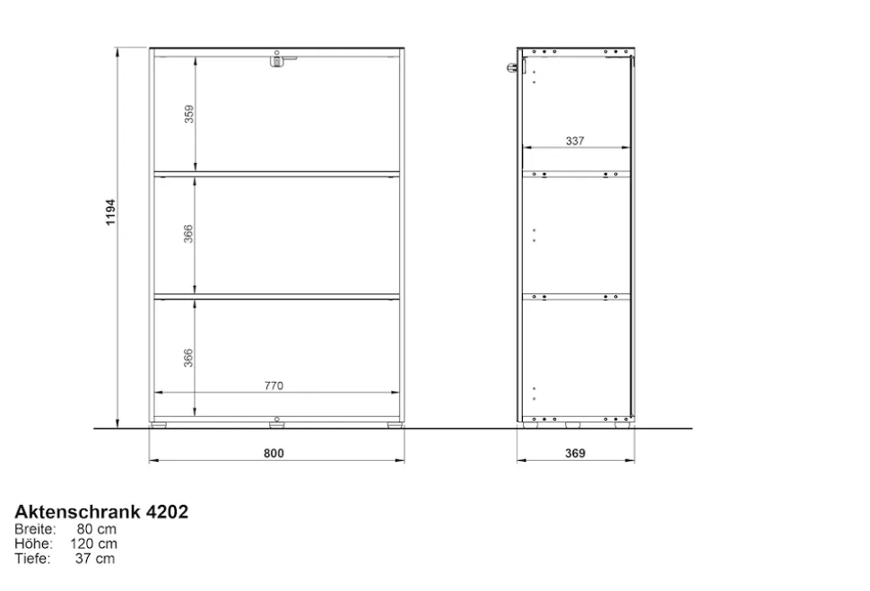 Aktenschrank "Muenchen" Glasfront Soft-Close Abschließbar, Weiß 80x37x120cm