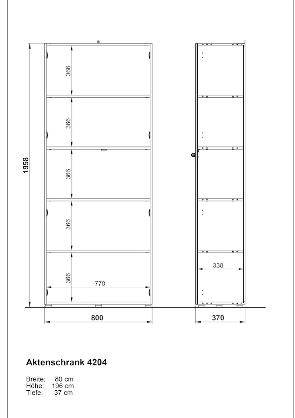 Aktenschrank MUENCHEN 80x37x196cm | 5 Ordnerhöhen | Glasfront & Abschließbar | Weiß