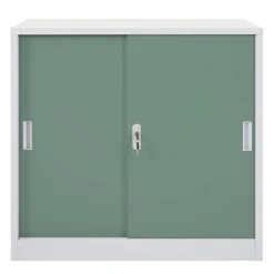 Aktenschrank Preston MCW-F41, Stahlschrank Büroschrank, mit abschließbaren Schiebetüren 90x90x45cm ~ grün