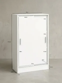 Aktenschrank – Weiß, 60x107,5x28,5 cm, Holz, schmal, Stauraum für Büro & Flur