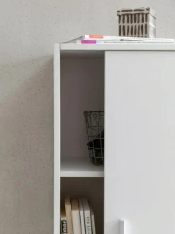 Aktenschrank – Weiß, 60x107,5x28,5 cm, Holz, schmal, Stauraum für Büro & Flur