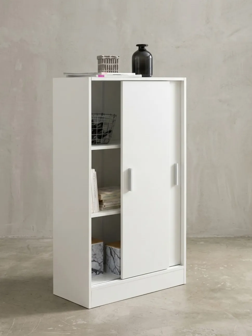 Aktenschrank – Weiß, 60x107,5x28,5 cm, Holz, schmal, Stauraum für Büro & Flur