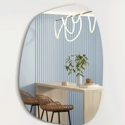 Albatros Designerspiegel Asymmetrisch 75 x 55 cm Wandspiegel oder Türspiegel, Moderne organische Form Spiegel Oval und Groß Asymmetrischer Spiegel unförmig und Rahmenlos