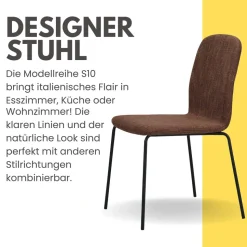 Albatros Esszimmerstühle 4er Set ENNA, braun - stapelbar, bequemer Polsterstuhl - Eleganter Küchenstuhl, Stuhl Esszimmer oder Esstisch Stuhl, Konferenzstuhl , Stückzahl:4, Farbe:Braun