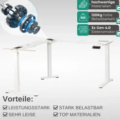 Albatros LIFT L7W Gestell für Eckschreibtisch Höhenverstellbar Elektrisch weiß - Winkelschreibtisch Memoryfunktion-Schreibtischgestell Höhenverstellbar Elektrisch, Stufenlos