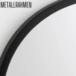 Albatros Spiegel rund schwarz mit Metallrand, 70cm Durchmesser, für Wohnzimmer, Badezimmer, Flur, Schlafzimmer, groß, Wand