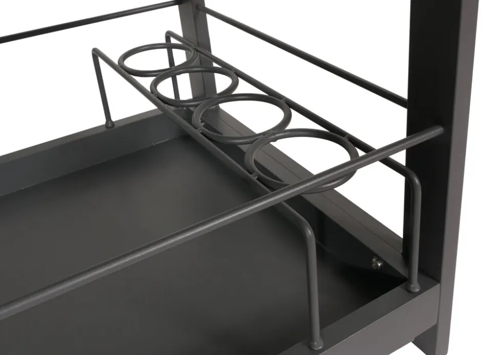 Aluminium Outdoor-Küche 3-teilig MCW-M64, Außenküche Garten Servierwagen Eiskübel Schrank ~ anthrazit, dunkle Holzoptik