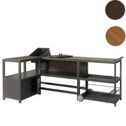 Aluminium Outdoor-Küche 3-teilig MCW-M64, Außenküche Garten Servierwagen Eiskübel Schrank ~ anthrazit, dunkle Holzoptik