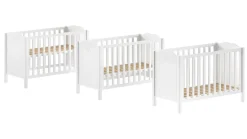 AMORI Babybett Liegefläche 60 x 120 cm, Lattenrost verstellbar, Weiß lackiert