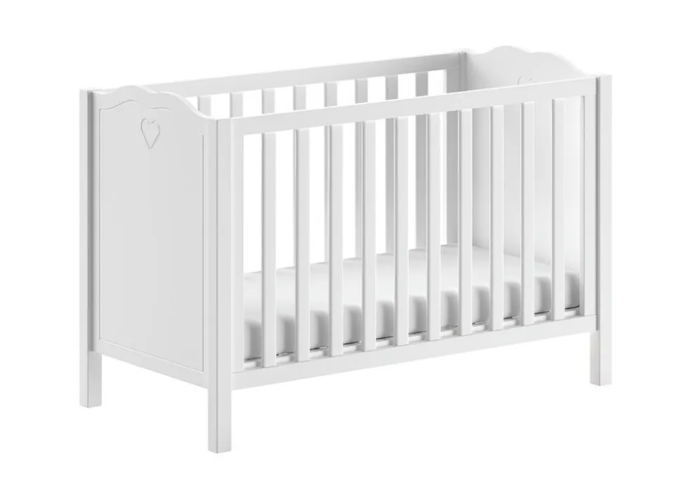AMORI 3-tlg Set best. aus: Babybett 60x120 cm, Kommode m. 3 Schubladen, Wickelaufsatz, weiß lackiert