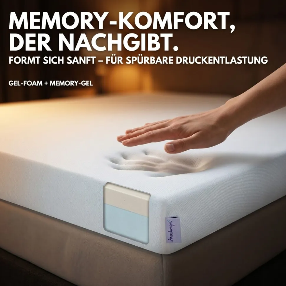 Arensberger Matratzen Topper LUXURY, 140x200cm, Gelschaum und Memory Gel Foam Matratzentopper, waschbarer Bezug, geeignet für Federkern & Matratzen, Matratzenauflage Höhe 10cm
