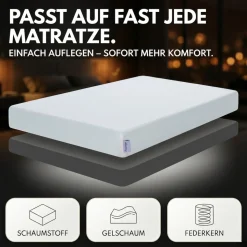 Arensberger Matratzen Topper LUXURY, 140x200cm, Gelschaum und Memory Gel Foam Matratzentopper, waschbarer Bezug, geeignet für Federkern & Matratzen, Matratzenauflage Höhe 10cm