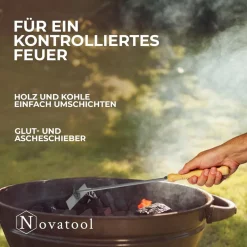 Aschekratzer mit Holzgriff Schürhaken Kohleschieber Feuerkratzer Glutschieber Kaminzubehör Kaminbesteck Stocheisen (1, Aschenkratzer)