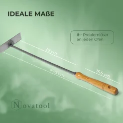 Aschekratzer mit Holzgriff Schürhaken Kohleschieber Feuerkratzer Glutschieber Kaminzubehör Kaminbesteck Stocheisen (1, Aschenkratzer)