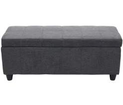 Aufbewahrungs-Truhe Kriens, Sitzbank Bank, Stoff/Textil, 45x114x45cm MVG-zertifiziert ~ dunkelgrau
