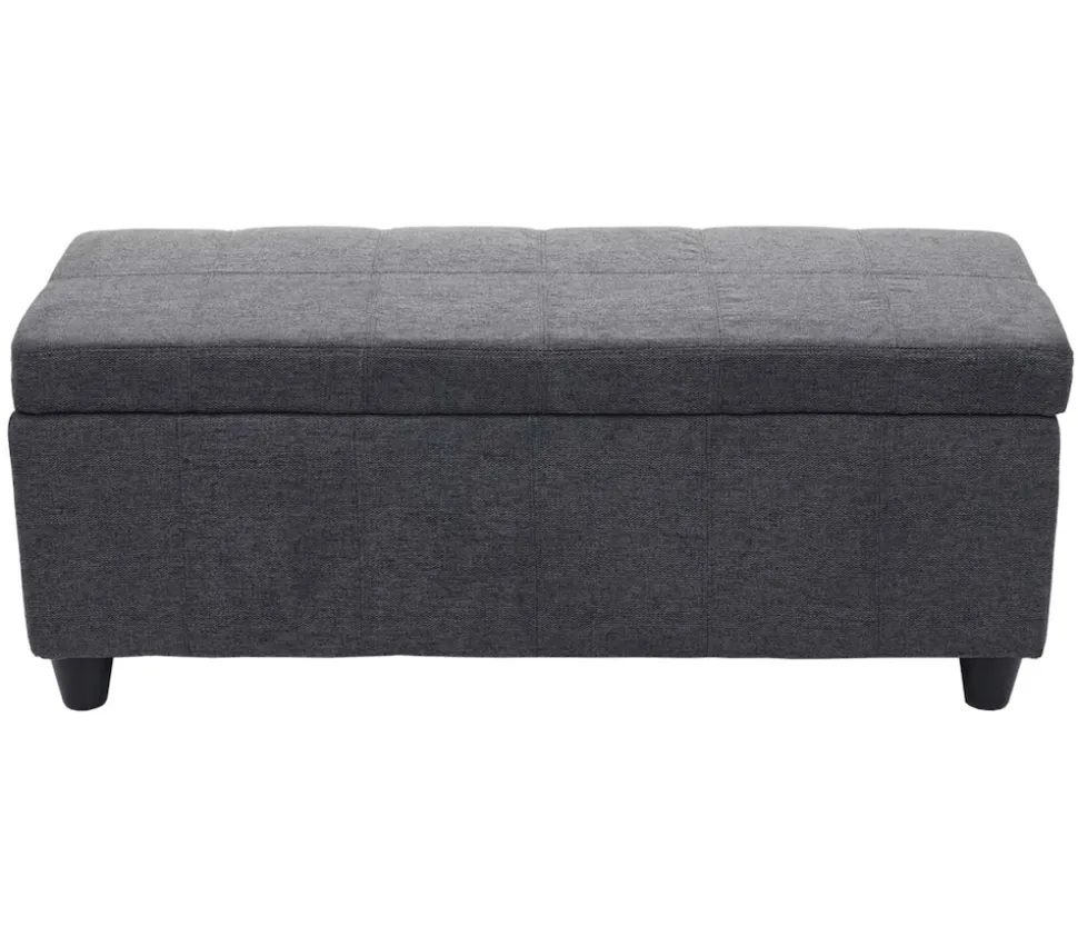 Aufbewahrungs-Truhe Kriens, Sitzbank Bank, Stoff/Textil, 45x114x45cm MVG-zertifiziert ~ dunkelgrau
