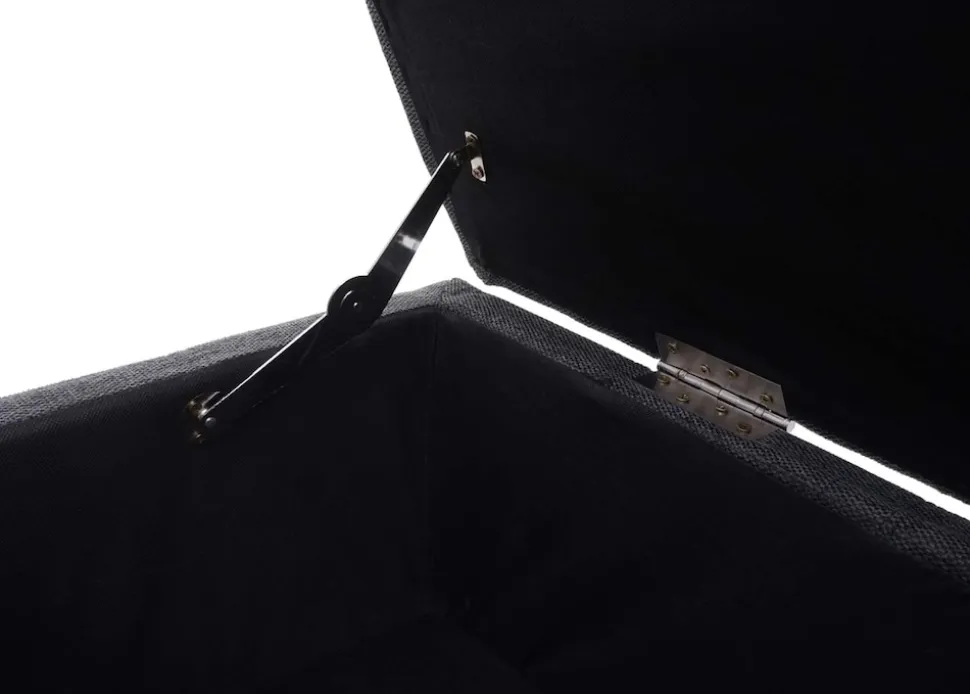 Aufbewahrungs-Truhe Kriens, Sitzbank Bank, Stoff/Textil, 45x114x45cm MVG-zertifiziert ~ dunkelgrau