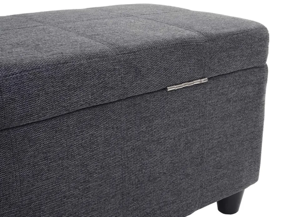 Aufbewahrungs-Truhe Kriens, Sitzbank Bank, Stoff/Textil, 45x114x45cm MVG-zertifiziert ~ dunkelgrau