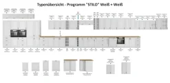 Aufsatzschrank Hochschrank 40 cm STILO Weiss Küchenzeile Küchenblock Küche
