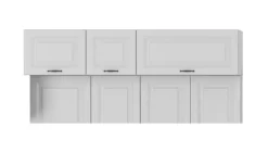 Aufsatzschrank Hochschrank 40 cm STILO Weiss Küchenzeile Küchenblock Küche