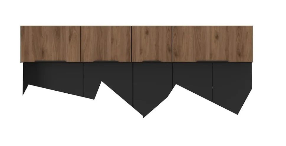 Aufsatzschrank Hochschrank 60 cm Küche MONZA Okapi Nußbaum Küchenzeile
