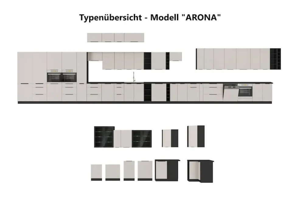 Aufsatzschrank Hochschrank 60 cm Küche MONZA Okapi Nußbaum Küchenzeile