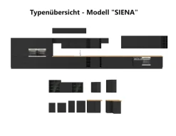 Aufsatzschrank Hochschrank 60 cm Küche MONZA Okapi Nußbaum Küchenzeile