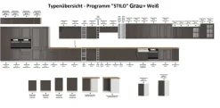 Aufsatzschrank Hochschrank 60 cm STILO Grau Küchenzeile Küchenblock Küche