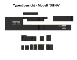 Aufsatzschrank Hochschrank 40 cm SIENA Schwarz Küchenzeile Küchenblock Küche