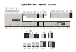 Aufsatzschrank Hochschrank 40 cm SIENA Schwarz Küchenzeile Küchenblock Küche