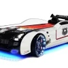 Autobett Kinderbett "Roadster Police" LED Sound Sportsitze Lattenrost Spoiler 90x190 cm