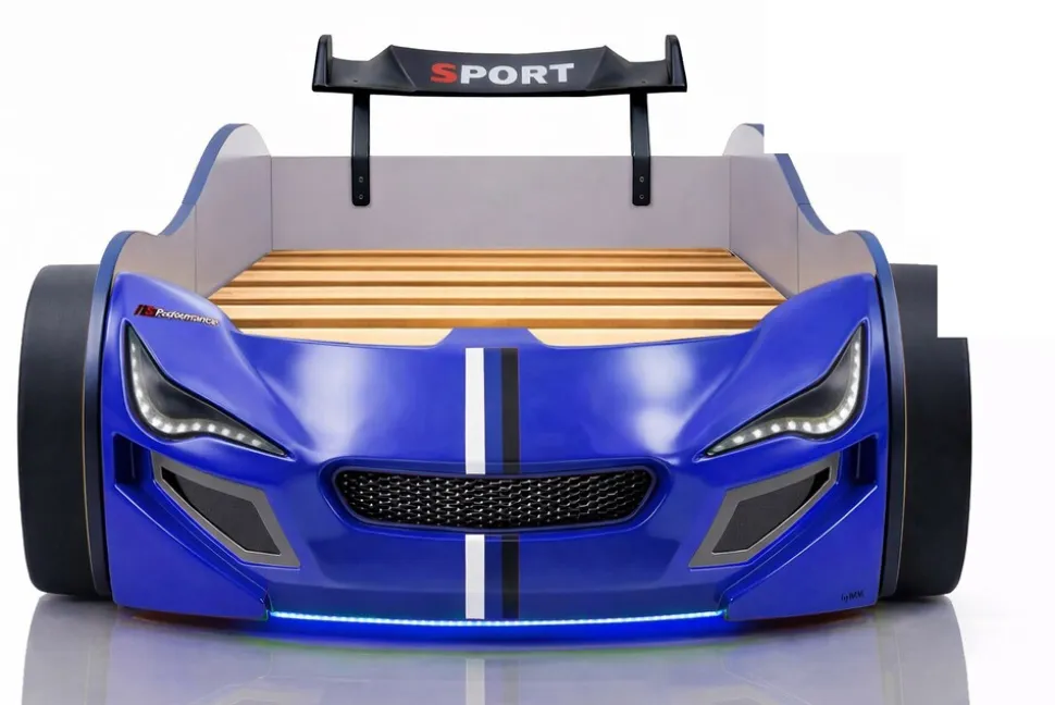 Autobett Kinder 90x200 Jungen LED Leuchte Unterbodenbeleuchtung Sound Fernbedienung