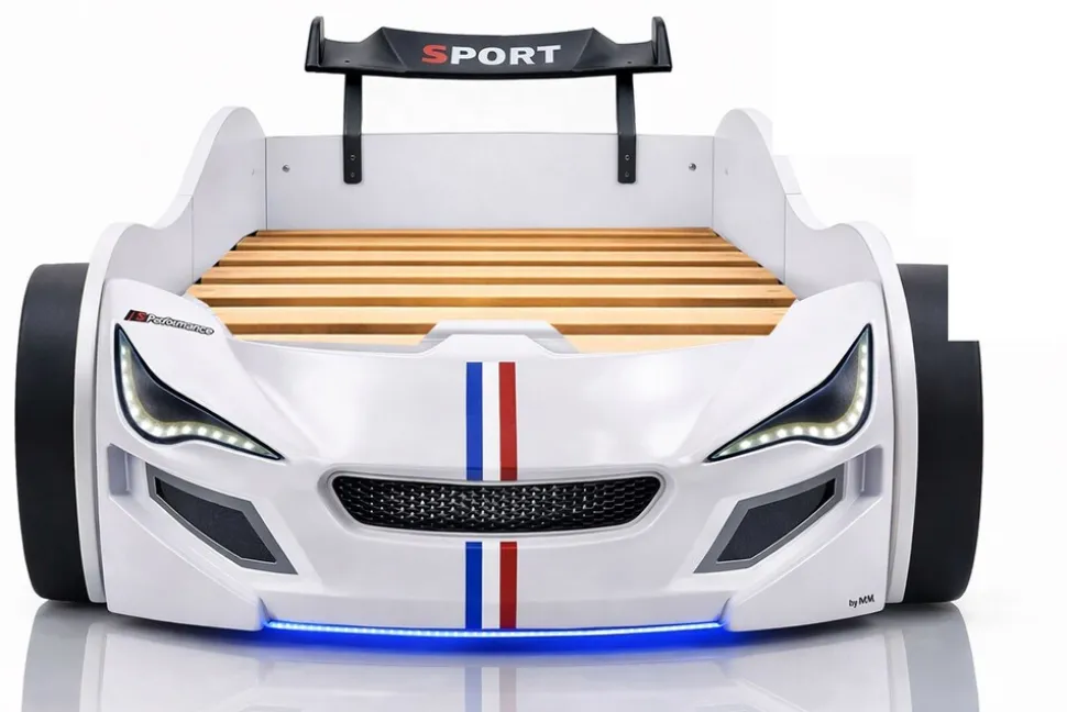 Autobett Kinder 90x200 Jungen LED Leuchte Unterbodenbeleuchtung Sound Fernbedienung