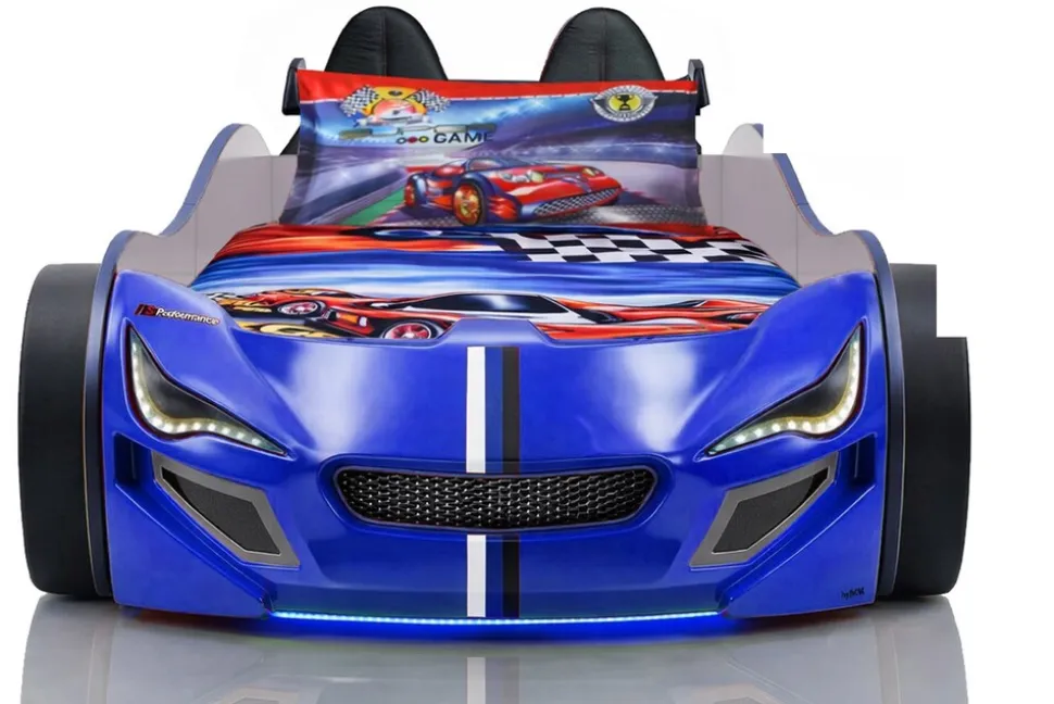 Autobett Kinder 90x200 Jungen LED Leuchte Unterbodenbeleuchtung Sound Fernbedienung