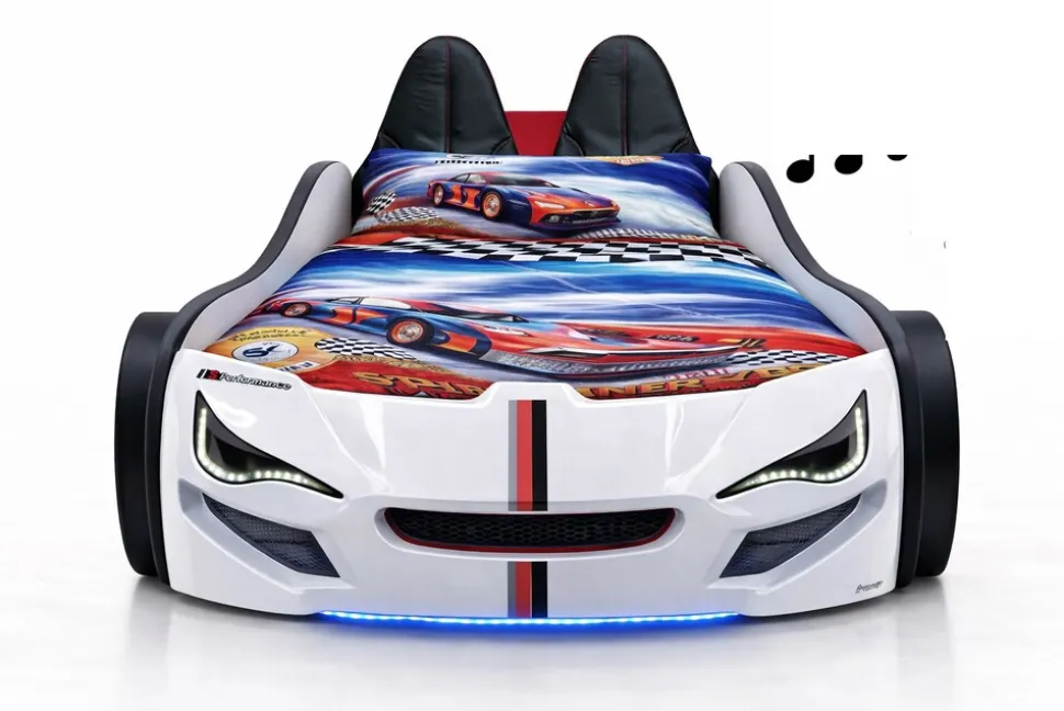 Autobett Kinder 90x200 Jungen LED Leuchte Unterbodenbeleuchtung Sound Fernbedienung