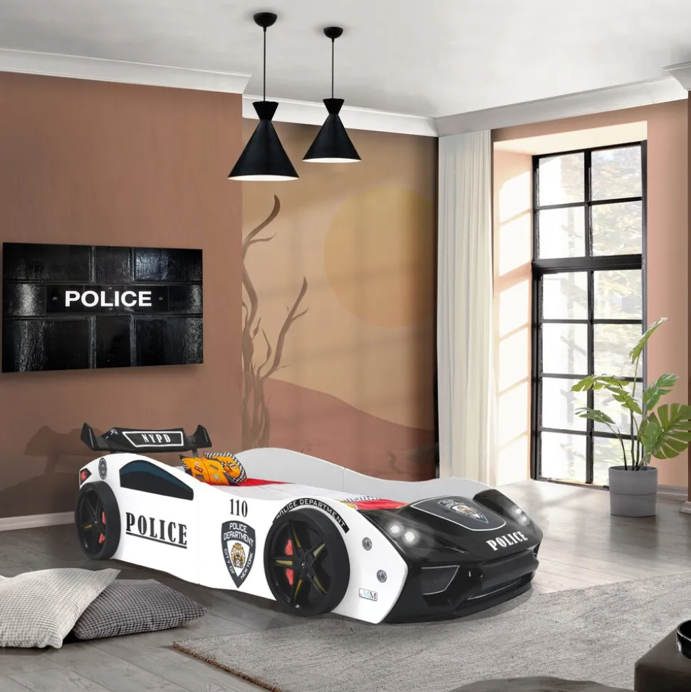 Autobett "Police" Spielbett für Kinder 90x200 inkl. Lattenrost