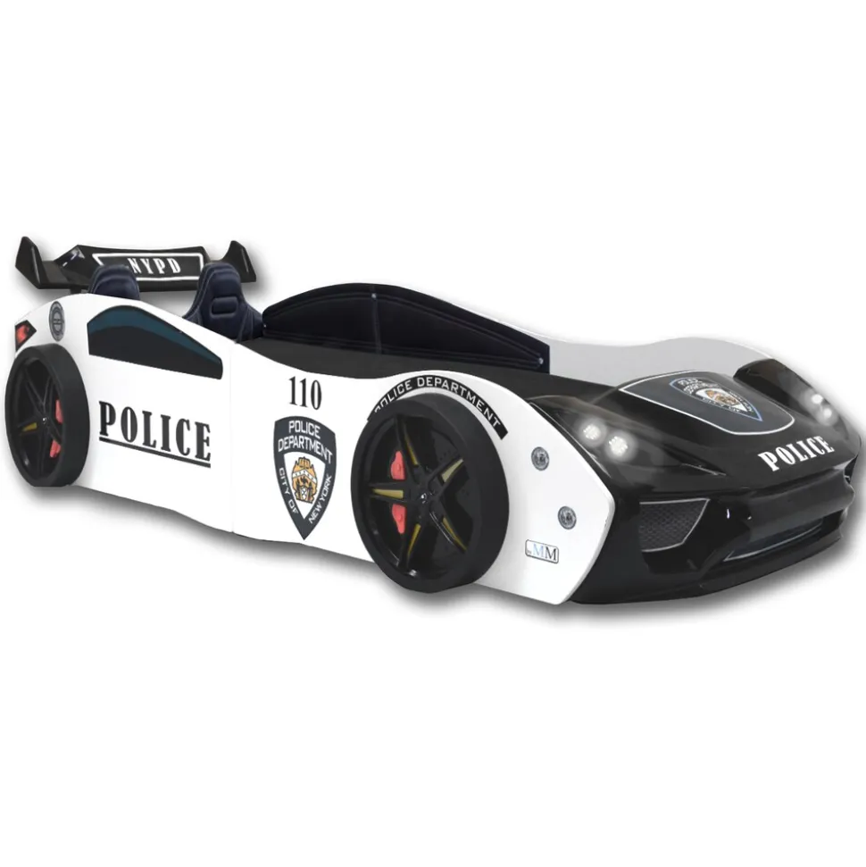 Autobett "Police" + Sportsitze Spielbett für Kinder 90x200 inkl. Lattenrost