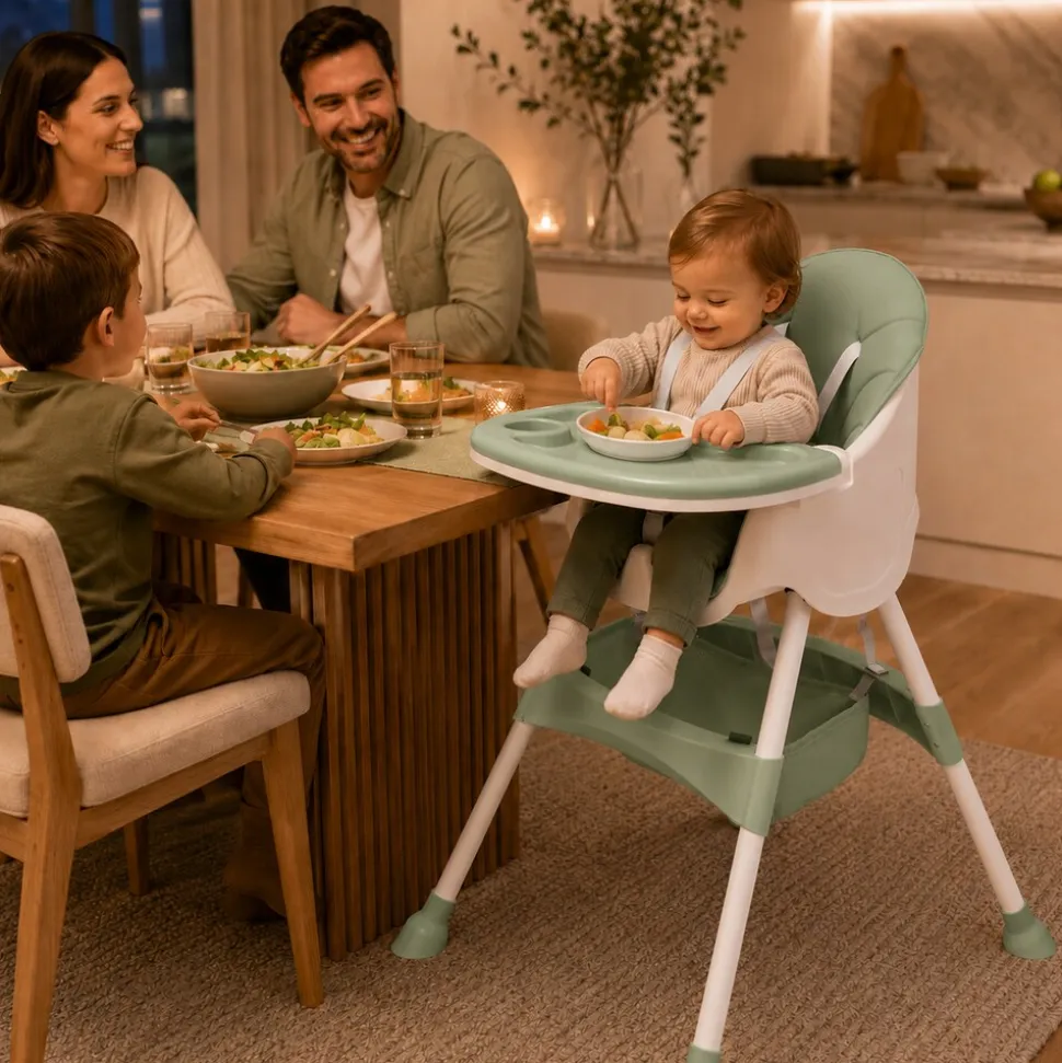 Baby Vivo Design 2in1 Kinderhochstuhl - Oscar in Grün