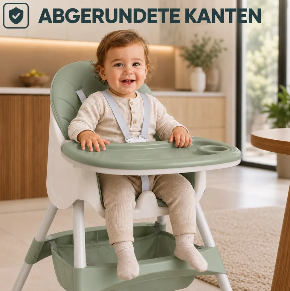 Baby Vivo Design 2in1 Kinderhochstuhl - Oscar in Grün