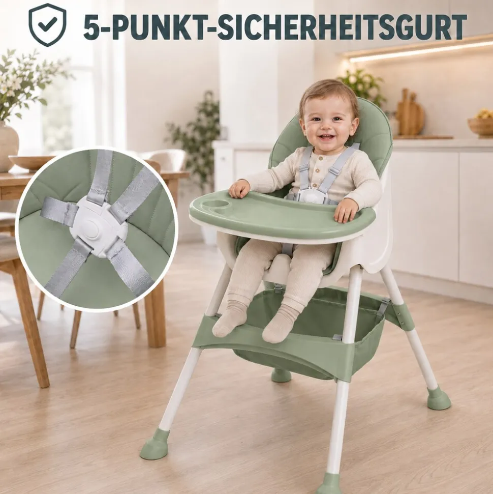 Baby Vivo Design 2in1 Kinderhochstuhl - Oscar in Grün