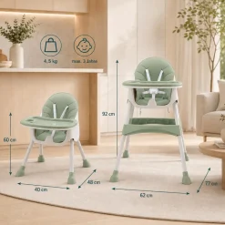 Baby Vivo Design 2in1 Kinderhochstuhl - Oscar in Grün